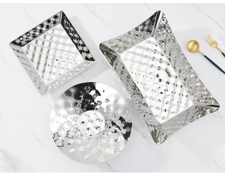 Best Hammered steel fruit basin decorative glossy silver metal hammered bowl company - ZHENNENG 13