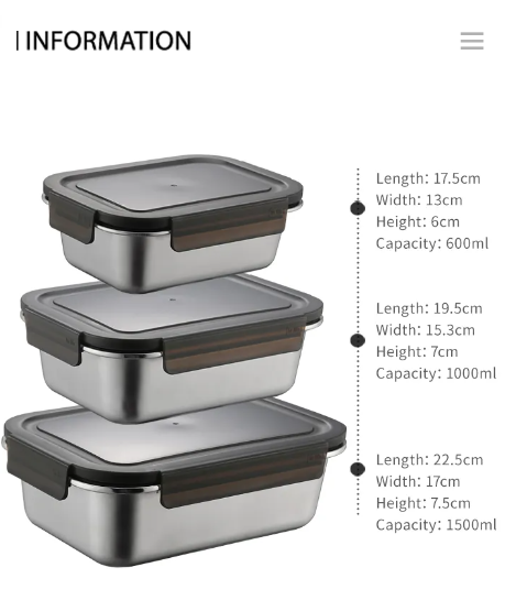 Lunch Box 600ml Stainless Steel Food Storage Containers - ZHENNENG 8