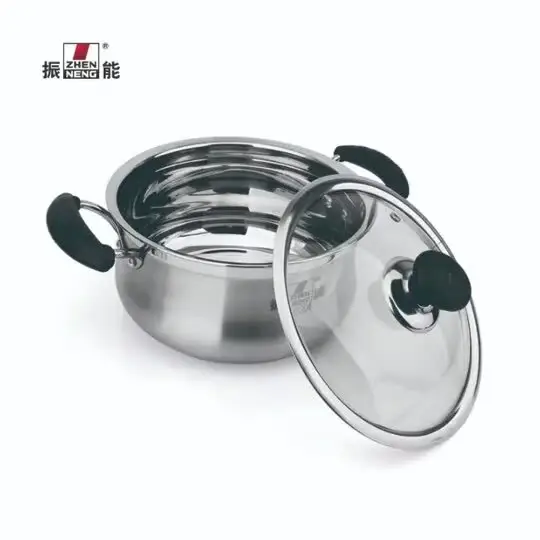 22CM Stainless Steel Stock Pot with Glass Lid & Strainer 7
