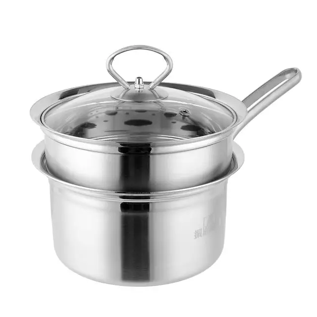 16cm Stainless Steel Milk Pan with Steamed Grid 5