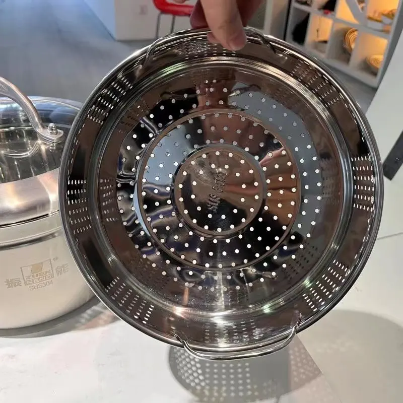 Stainless Steel 2/3 Tier Steamer Set - SUS304 Material - Glass Lid - Steamer Basket 6