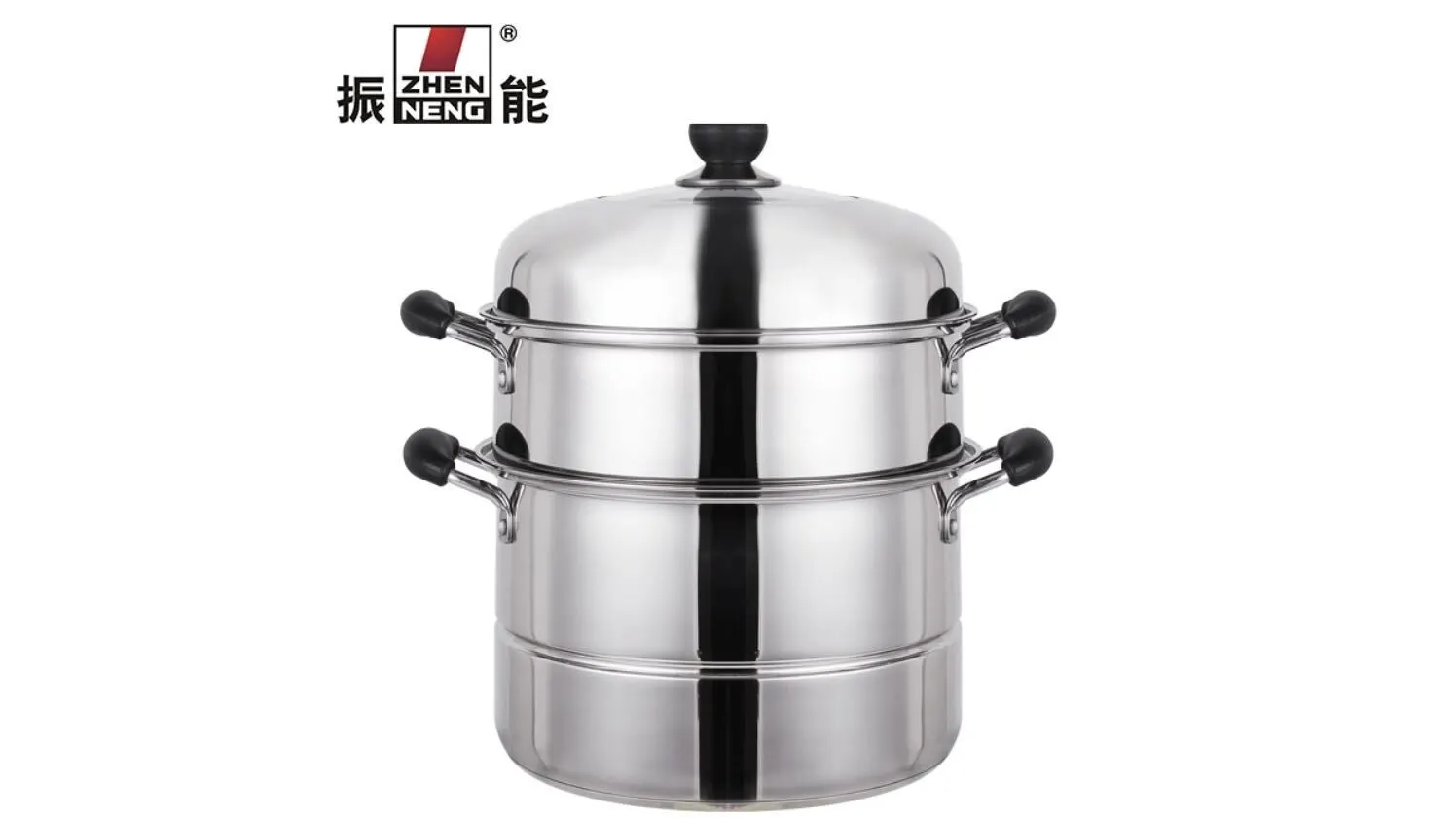 Quality stainless steel 2-layer multi-purpose steamer cooking pot with visible cover 24cm Steamer Manufacturer |ZHENNENG 1