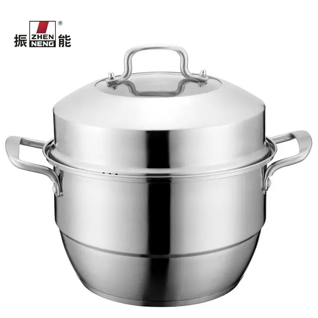32cm 3-Tier Stainless Steel Steamer with Glass Lid and Dual Handles 2