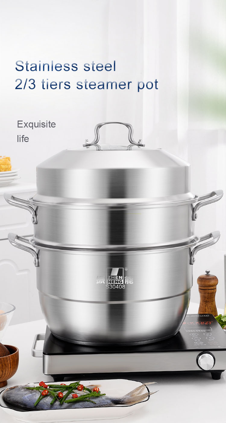 Quality 32cm High Quality stainless steel cookware steamer soup sauce pot steamer Manufacturer | ZHENNENG 8