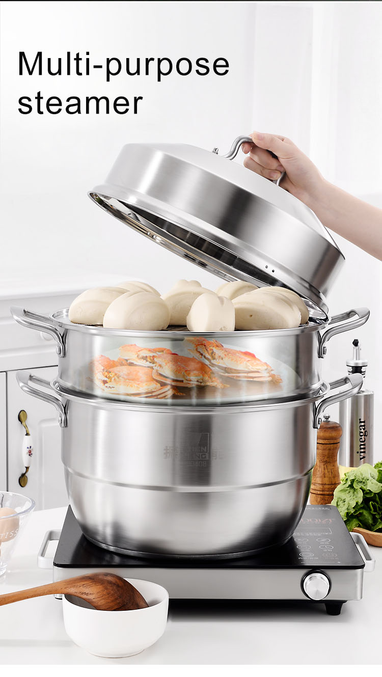 Quality 32cm High Quality stainless steel cookware steamer soup sauce pot steamer Manufacturer | ZHENNENG 14