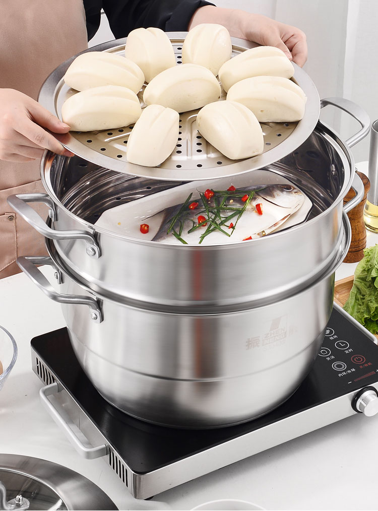Quality 32cm High Quality stainless steel cookware steamer soup sauce pot steamer Manufacturer | ZHENNENG 16