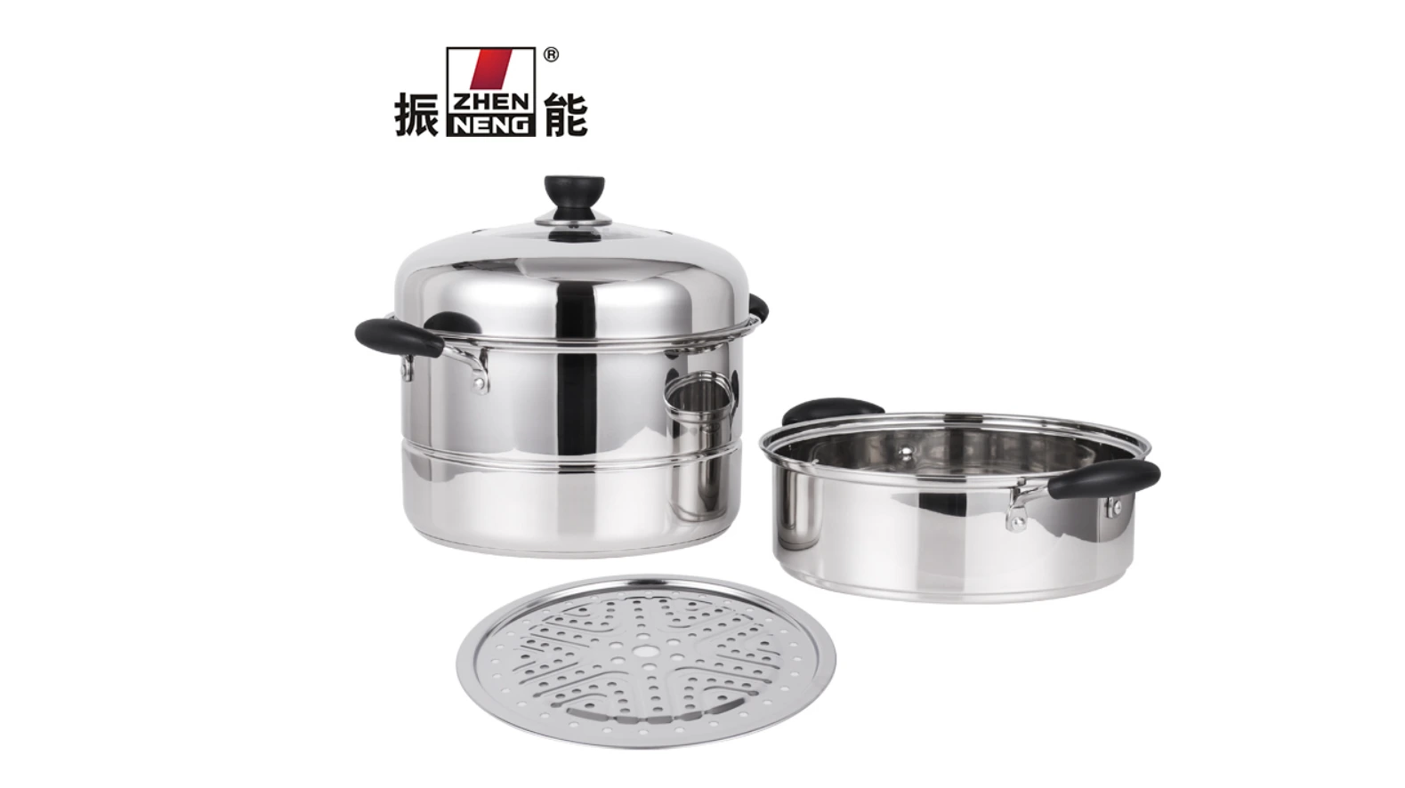 Best Stainless Steel Kitchen Pot with Bakelite Handle Steamer Basket Steel 3 Tier Steamer Pot Company - ZHENNENG 1