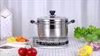 Stainless Steel Steamer Pot with Glass Lid 2