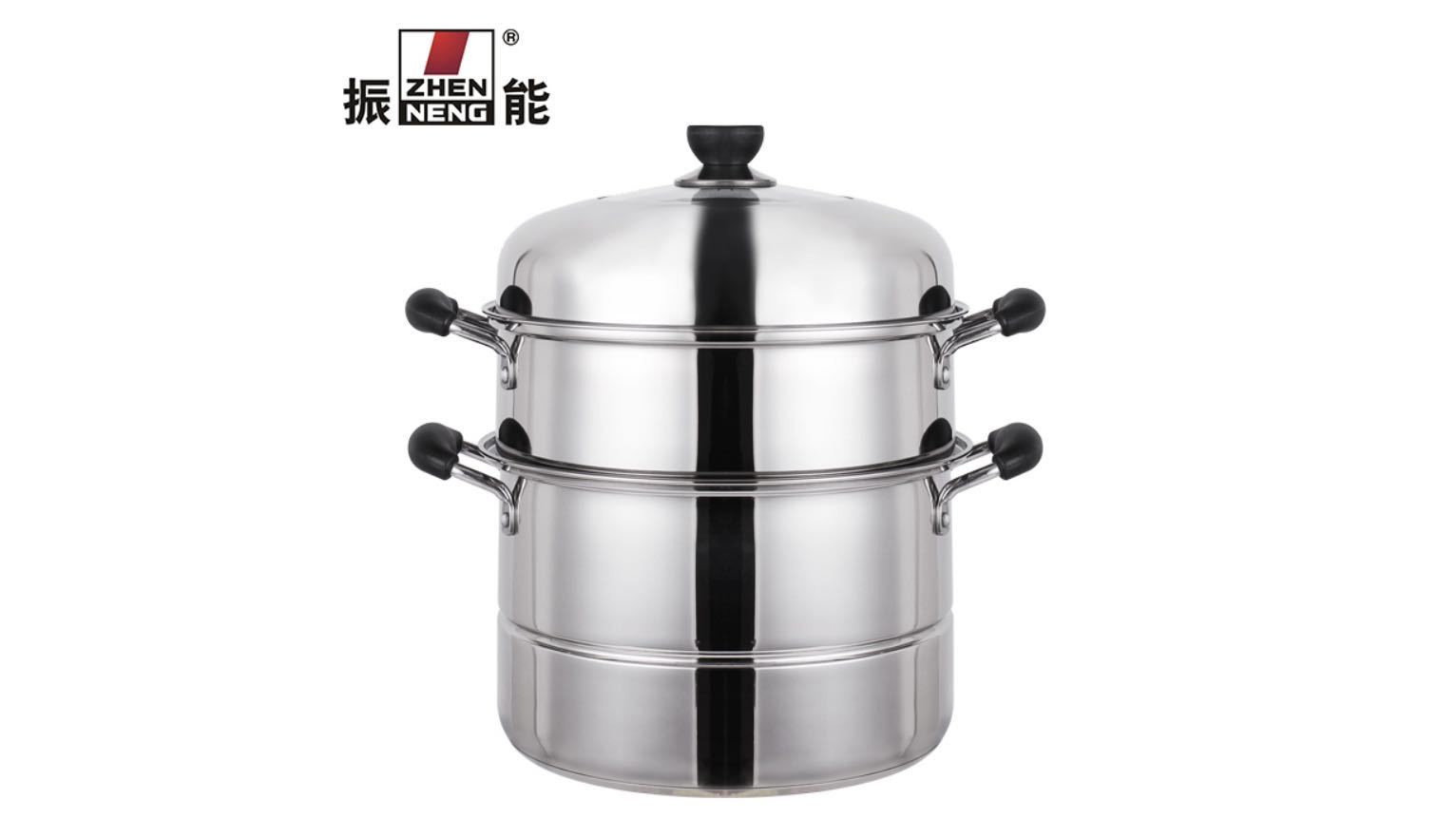  Quality Multi-purpose Soup Steaming Pot with Visible Lid 30cm High Quality Stainless Steel 2-layer Steamer Manufacturer | ZHENNENG 