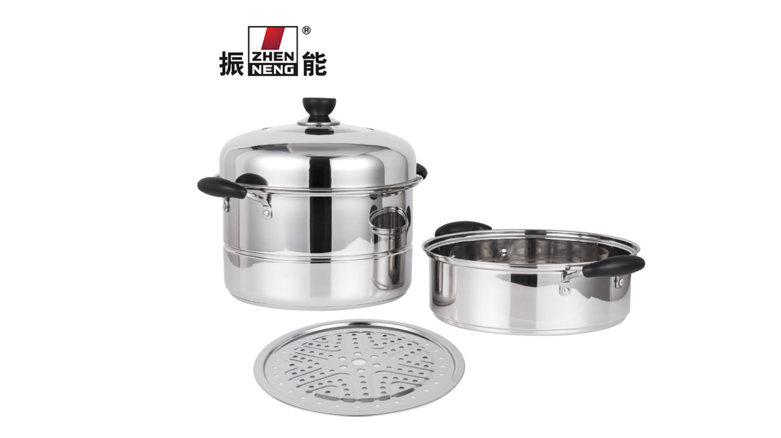  Quality stainless steel steamer pot with double bottom food steamer cookware Manufacturer | ZHENNENG 