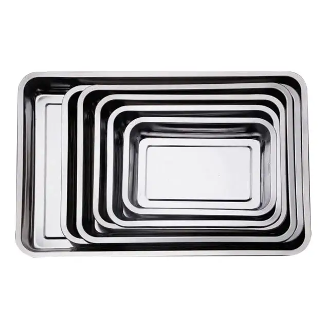 Stainless Steel Rectangle Burger Serving Tray 5