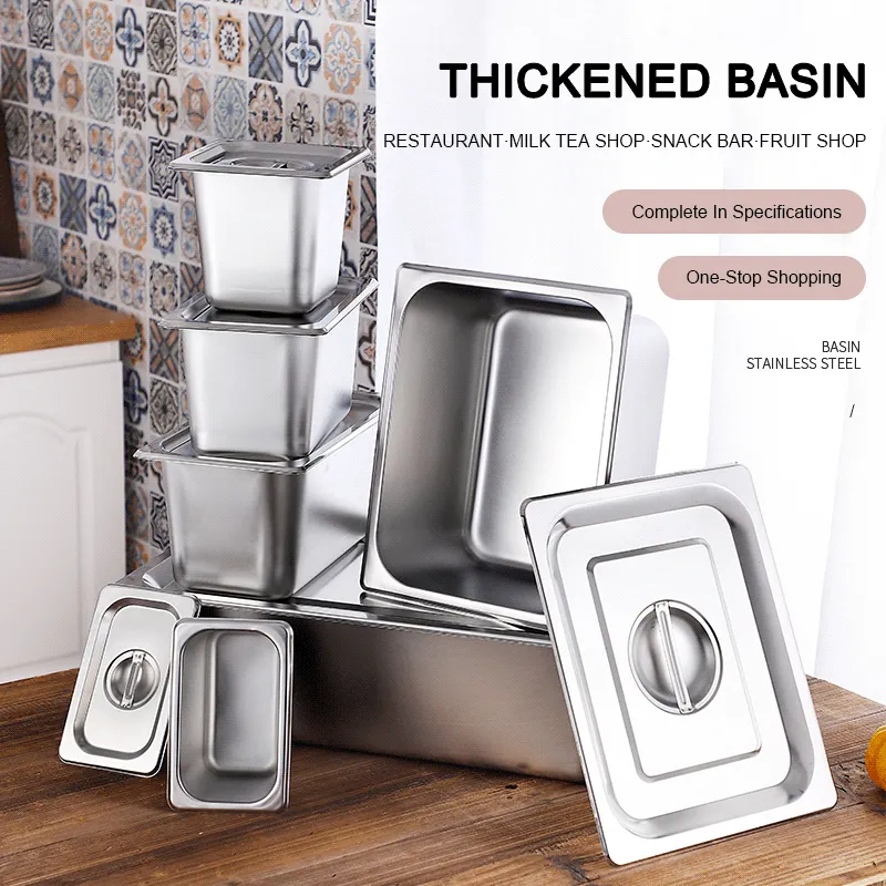 Stainless Steel Full Size Gastronorm Pan with Cover - Customizable Options Available 2