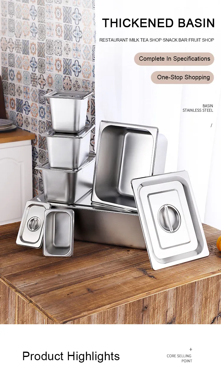 Stainless Steel Full Size Gastronorm Pan with Cover - Customizable Options Available 6