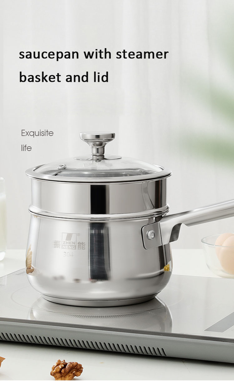 Quality Saucepan with Steamer Basket and Lid 2L Milk Pan for Cooking with Stay-cool Handle Manufacturer | ZHENNENG 8