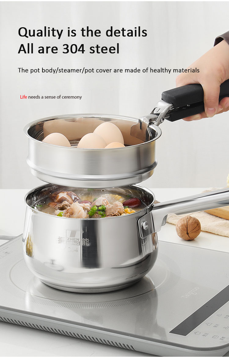 Quality Saucepan with Steamer Basket and Lid 2L Milk Pan for Cooking with Stay-cool Handle Manufacturer | ZHENNENG 10