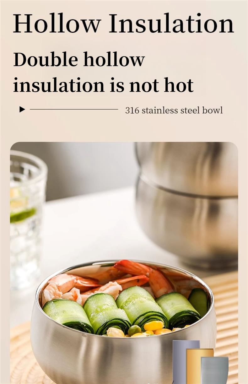 Insulated Stainless Steel Bowl - Hand Hammered Design 18