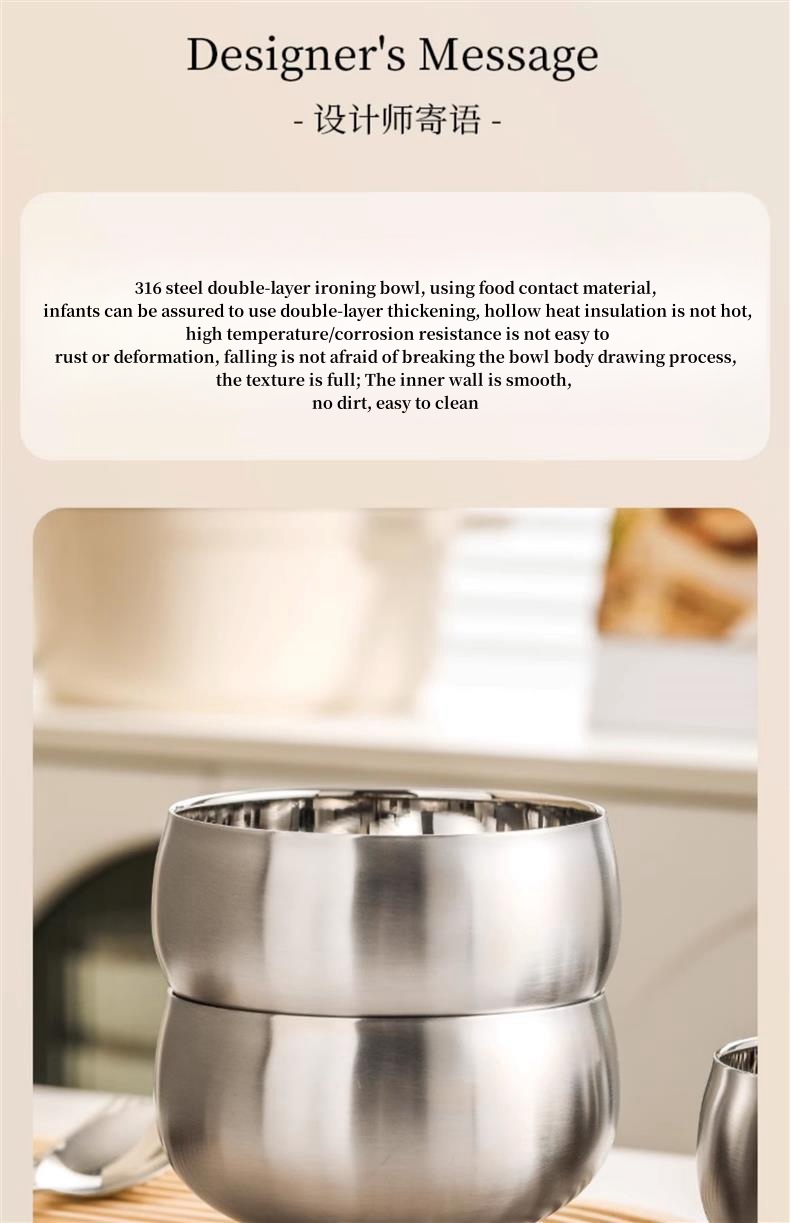 Insulated Stainless Steel Bowl - Hand Hammered Design 12