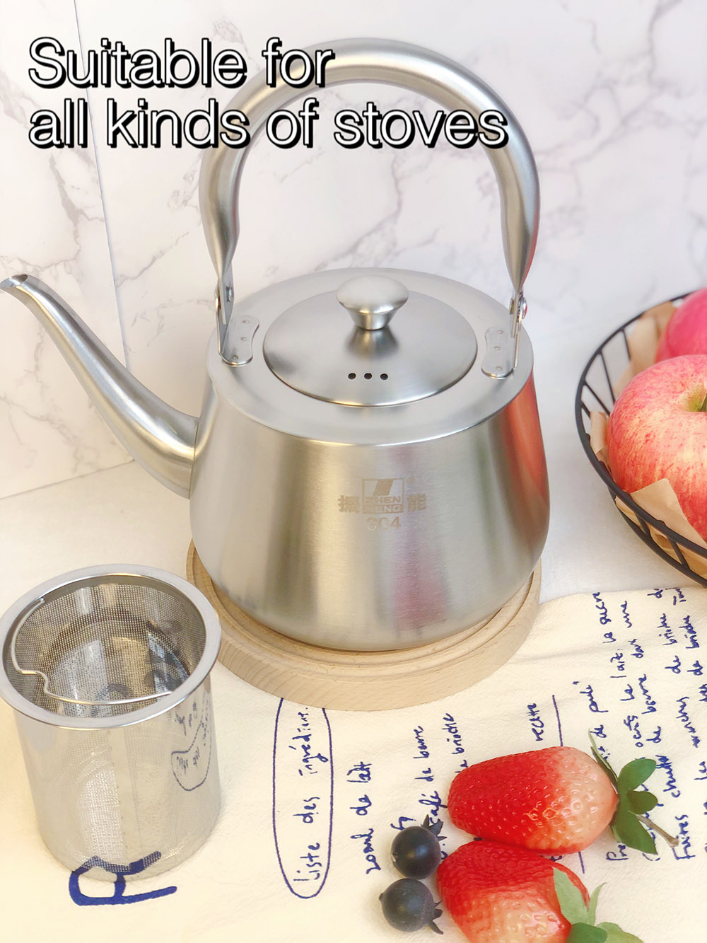 tainless Steel Teapot With A Tiny Mesh Infuser