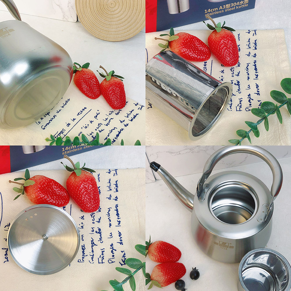 18/8 Stainless Steel Teapot With A Tiny Mesh Infuser Suitable For All Stove