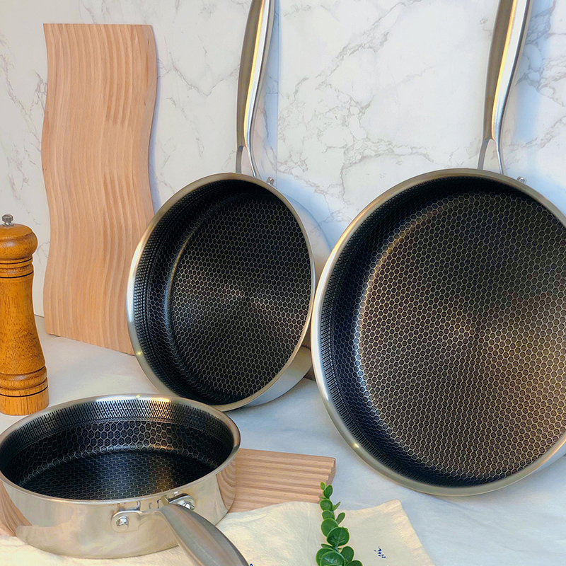 Tri-Ply Steel Honeycomb Texture Frying Pan Suitable For All Stove 8