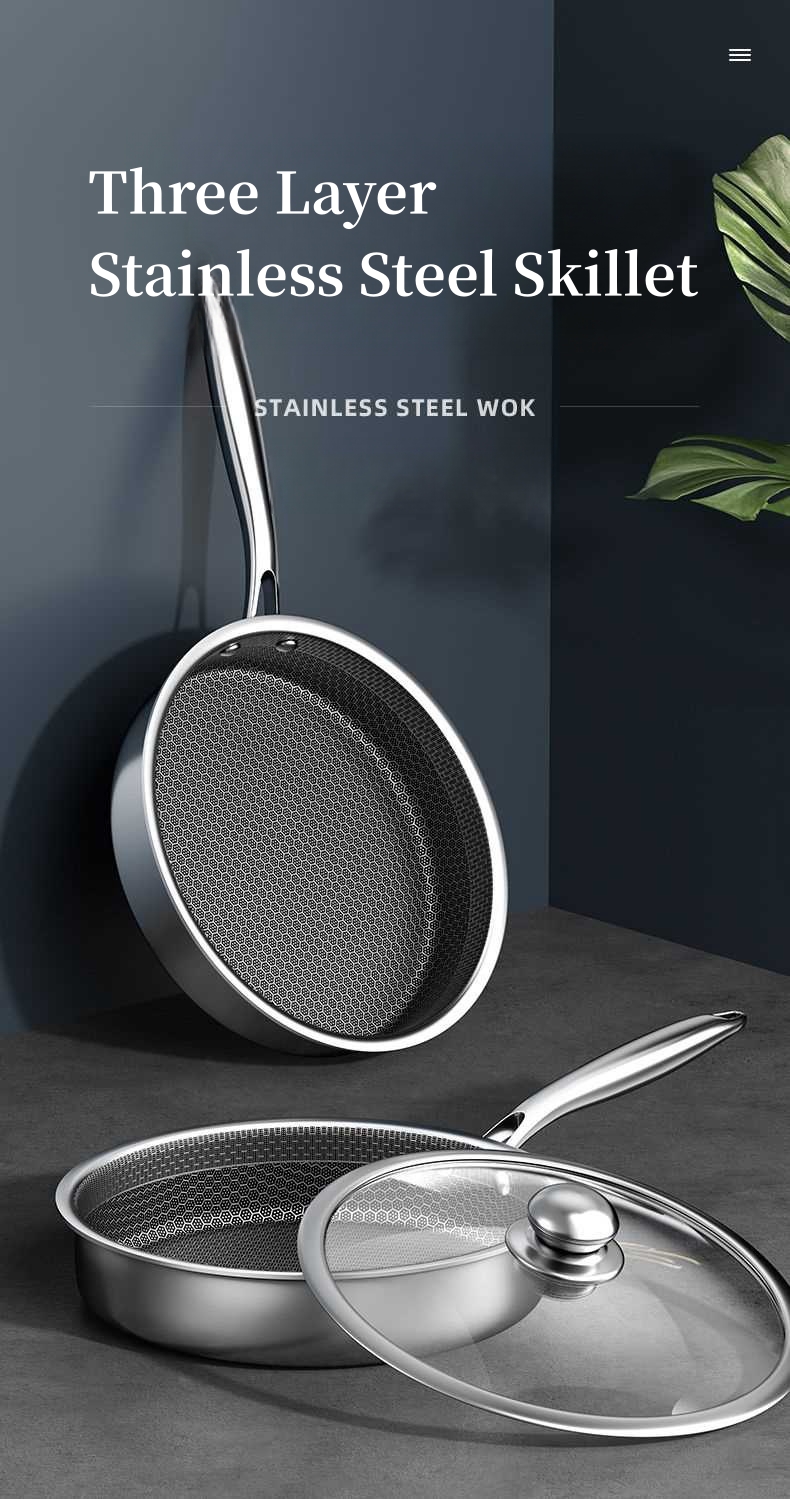 Tri-Ply Steel Honeycomb Texture Frying Pan Suitable For All Stove 12