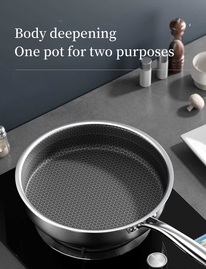 Tri-Ply Steel Honeycomb Texture Frying Pan Suitable For All Stove 18