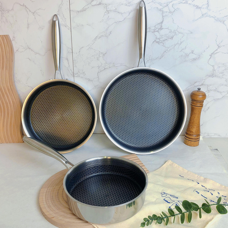 Tri-Ply Steel Honeycomb Texture Frying Pan Suitable For All Stove 9