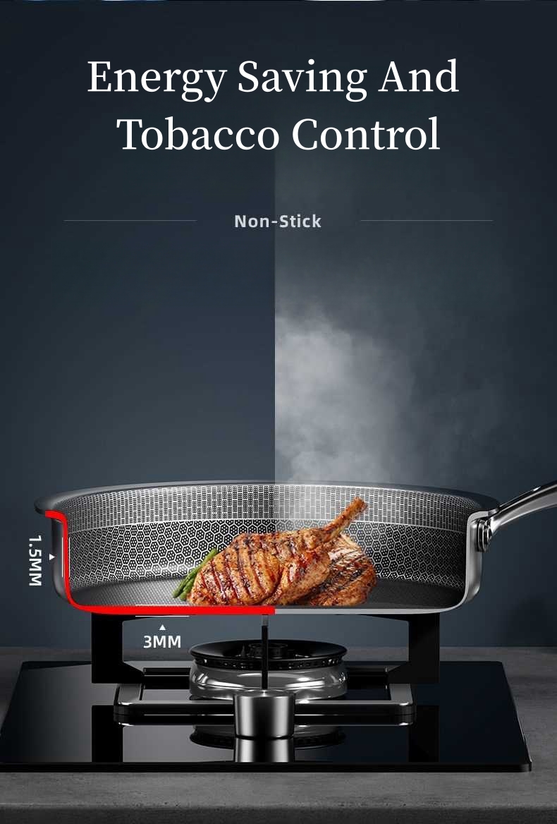Tri-Ply Steel Honeycomb Texture Frying Pan Suitable For All Stove 17
