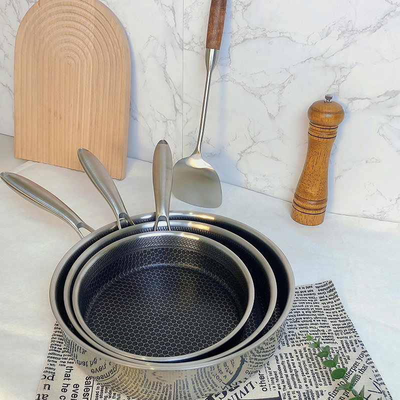 Tri-Ply Steel Honeycomb Texture Frying Pan Suitable For All Stove 10