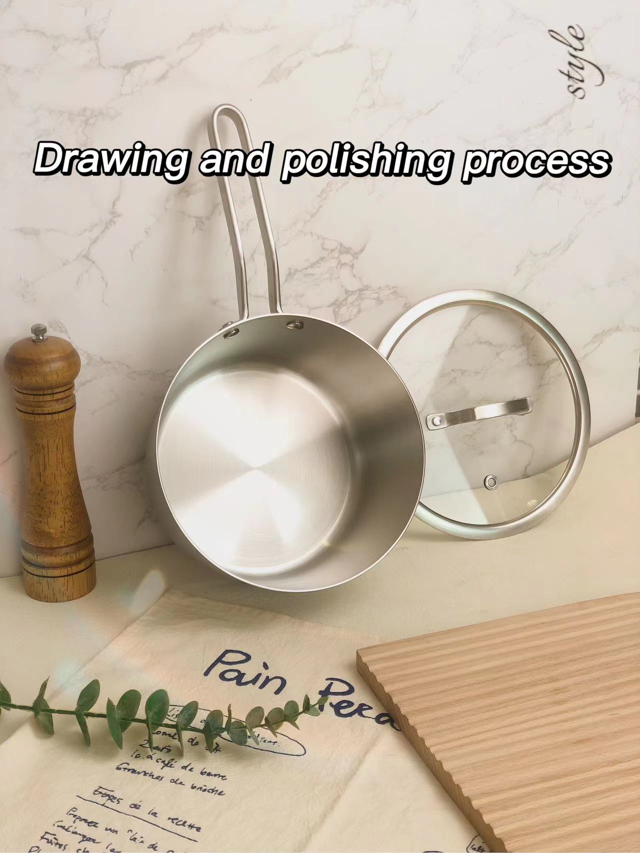 16/18/20cm Stainless Steel Tri-Ply Saucepan Set With Glass Lid 17