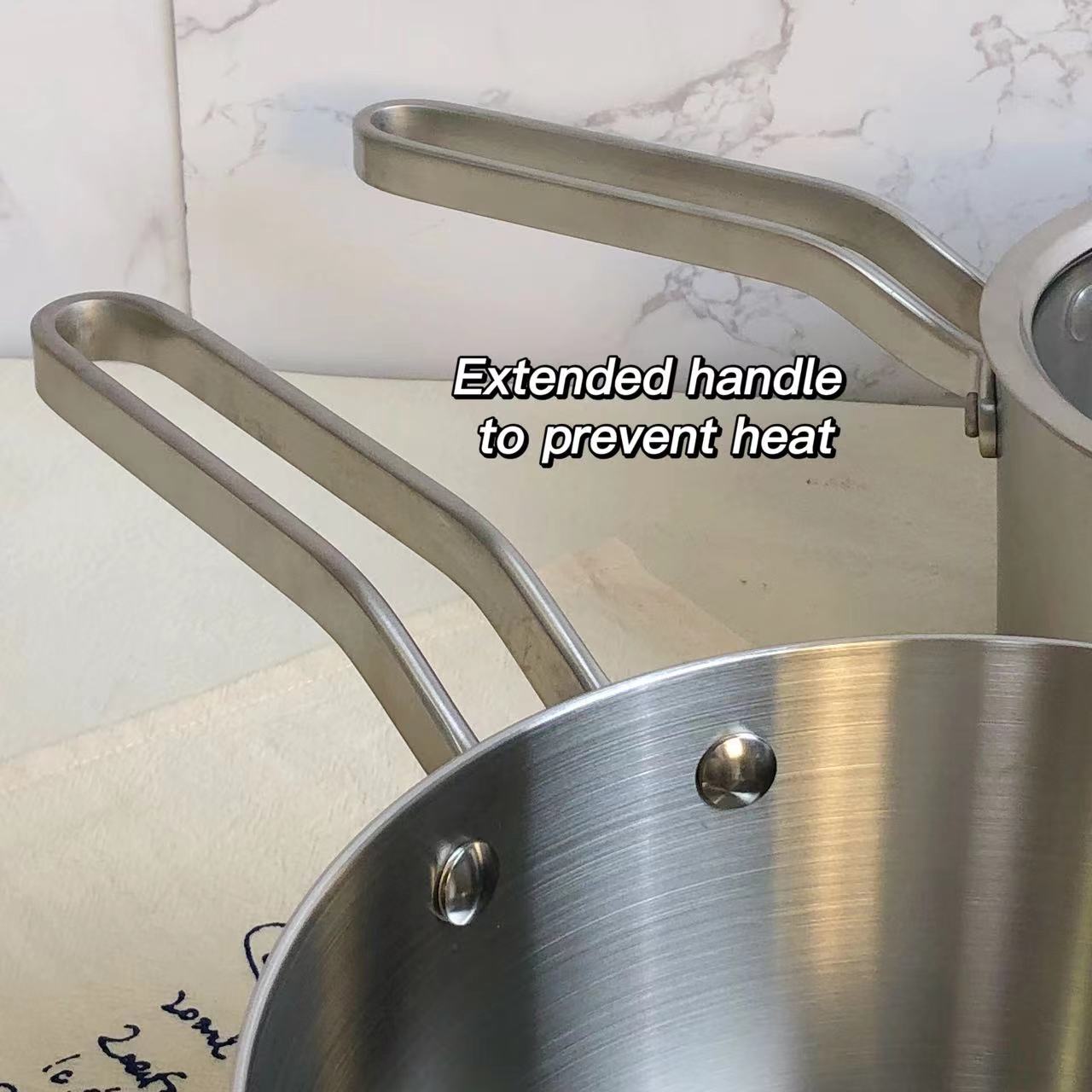 16/18/20cm Stainless Steel Tri-Ply Saucepan Set With Glass Lid 13