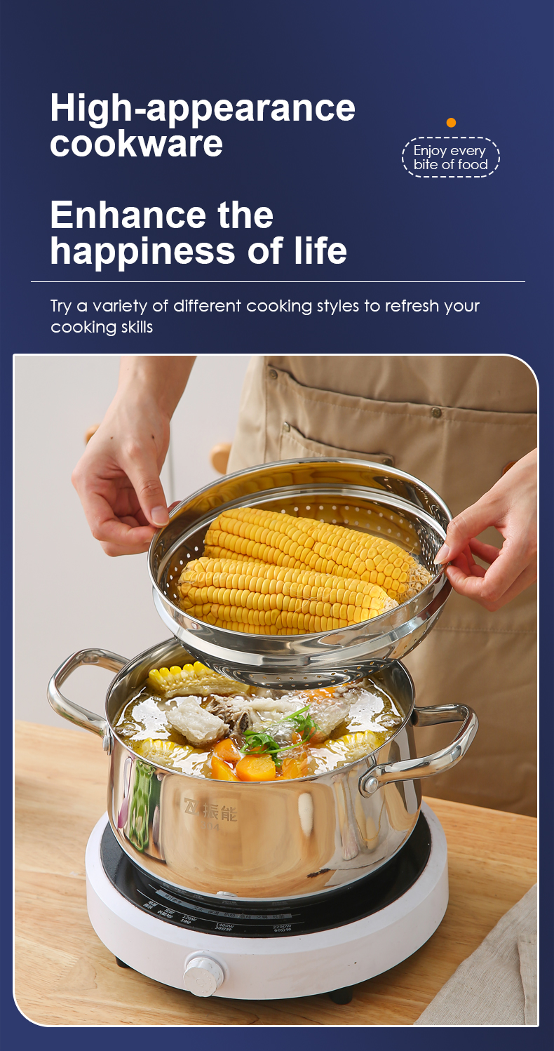 Quality 11 pcs all stainless steel kitchen cookware set multifunction cook ware pot and pan set Manufacturer | ZHENNENG 11