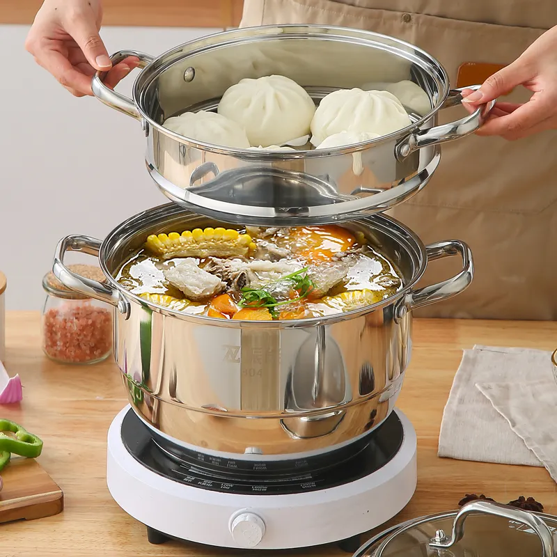 不锈钢蒸锅套装 - 4 合 1 5
