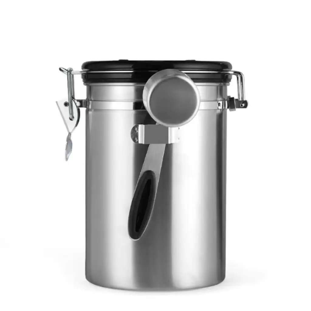 Date-Tracking Coffee Canister - Steel Clasp Lid Keeps Beans Fresh1 2