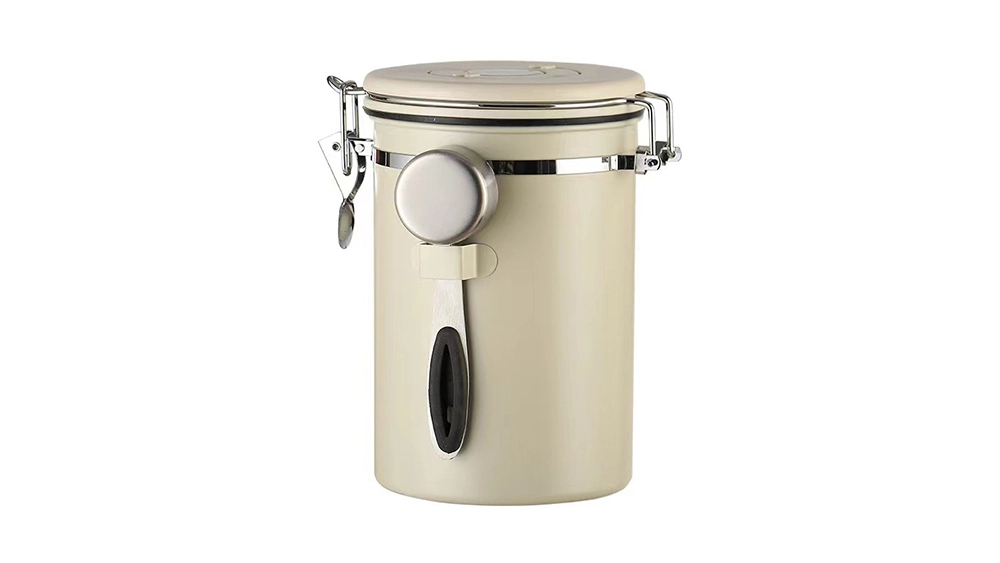 Stainless Steel Coffee Canister Coffee Canister With Scoop With Built-In Valve Lid For Beans 1.2/1.5/1.8l 1