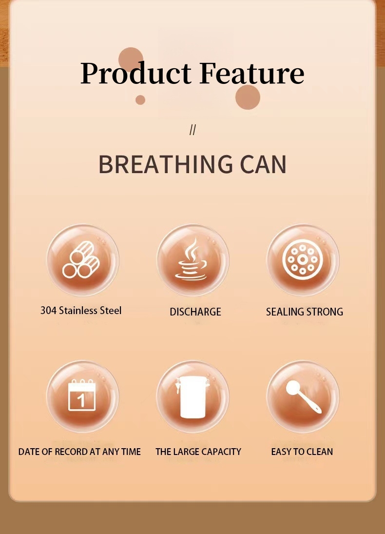 Stainless Steel Coffee Canister Coffee Canister With Scoop With Built-In Valve Lid For Beans 1.2/1.5/1.8l 13