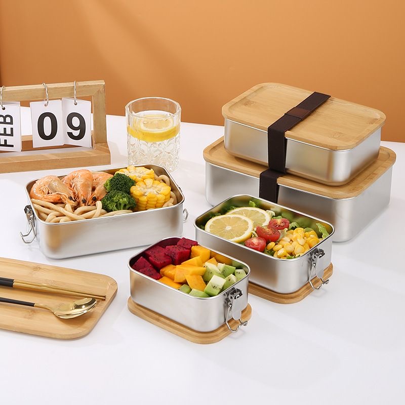 Wholesale Stainless Steel Lunch Box with a Wooden Lid - ZHENNENG 10