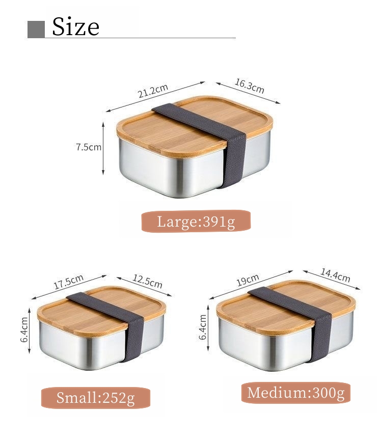 Wholesale Stainless Steel Lunch Box with a Wooden Lid - ZHENNENG 13