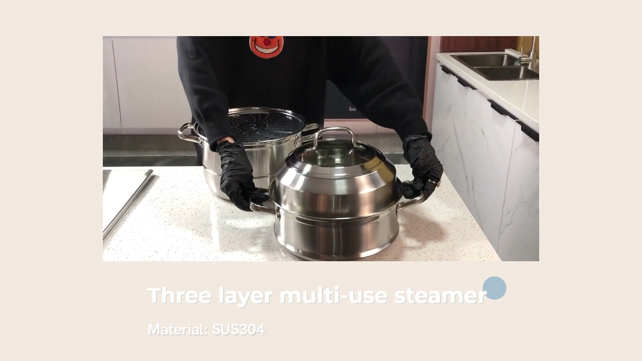 Factory Price 3 Tier Stainless Steel Steamer Pot With Lid 1