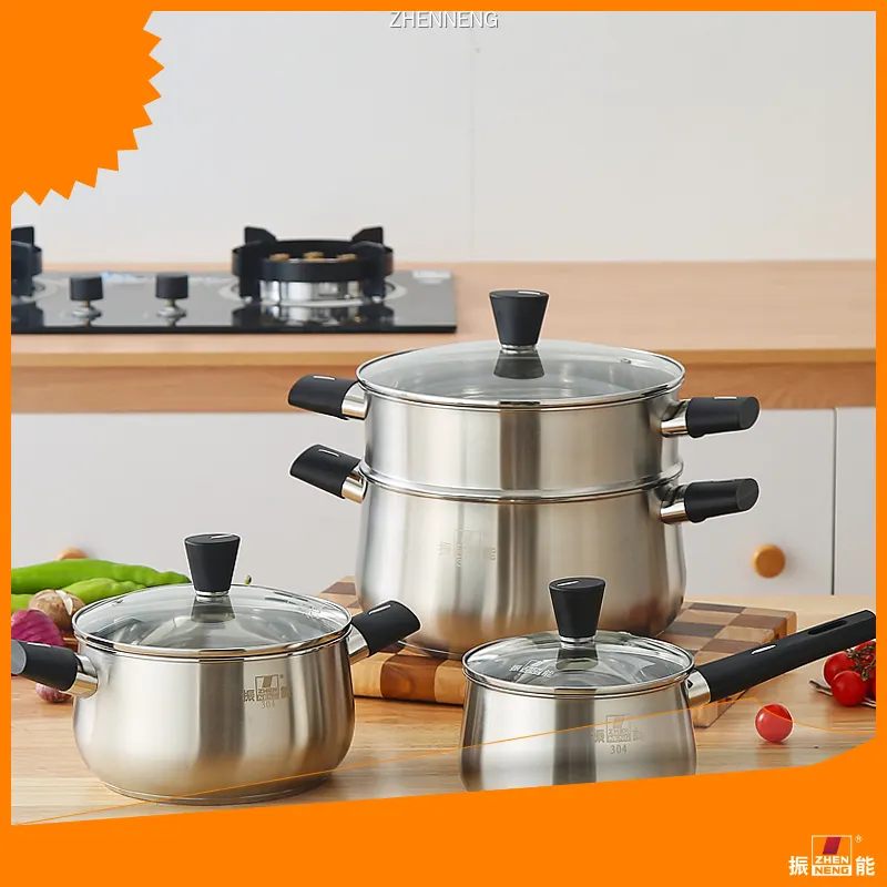 ZHENNENG 7-Piece Stainless Steel Cookware Set with 2 Tier Steamer Pot 1