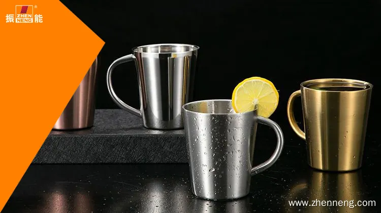 Taza personalizable de acero inoxidable de doble pared con asa: ideal para viajes y acampadas. 1