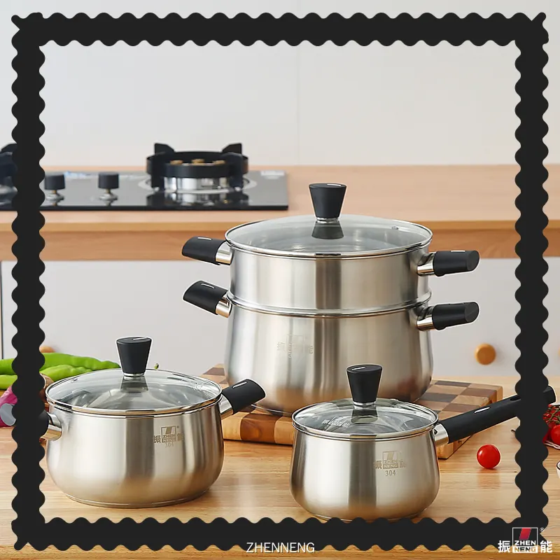 Juego de utensilios de cocina de acero inoxidable de 7 piezas de ZHENNENG para placas de inducción. 1