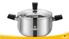 Quality Stainless Steel Deep Casserole Pot with Bakelite Handles and Lid Knot - Durable Stainless Steel Casserole Pot with Glass Lid 1