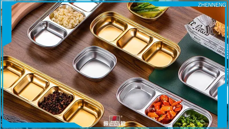 Stainless Steel Divided Sauce Dishes - Customizable Tray 1