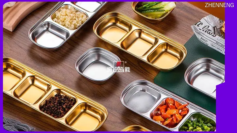 Stainless Steel Divided Sauce Dish Set - Customize Your Serving 1