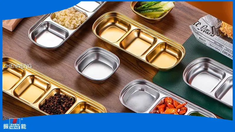 Stainless Steel Divided Sauce Dishes - Customizable Dinnerware 1