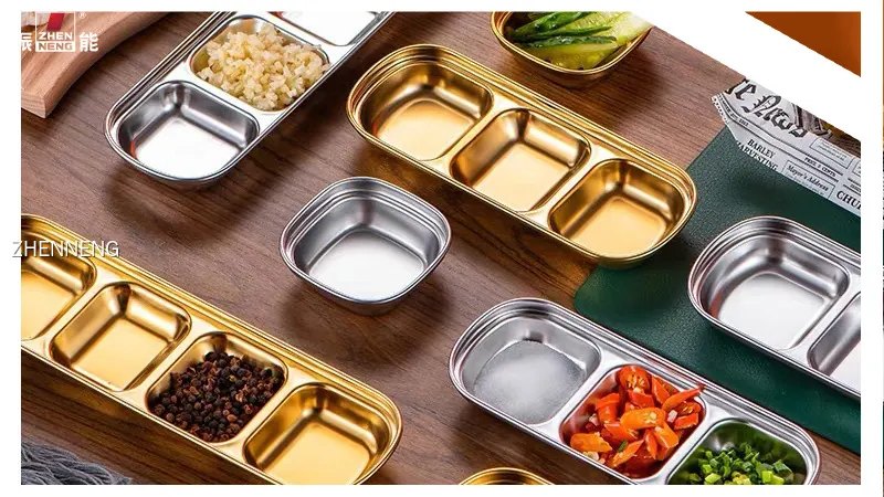 不锈钢开胃菜托盘，带分隔式酱汁碟 - 可定制，高品质 1