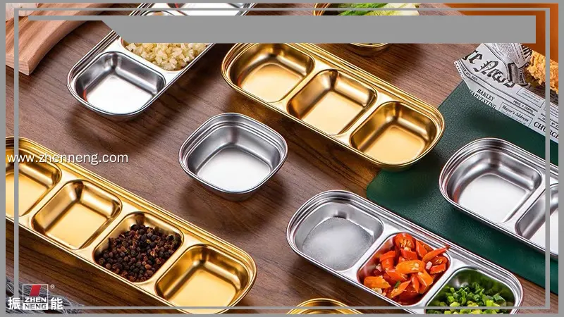 Stainless Steel Divided Sauce Dishes - Customizable Compartment Serving Tray 1