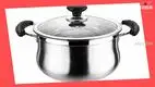 18cm SUS304 Thickened Double-Bottom Stainless Steel Soup Pot with Glass Lid 1