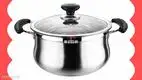 22CM Stainless Steel Stock Pot with Glass Lid & Strainer 1